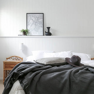 Charcoal Sienna Living Wool Blanket - Elegant, All-Season Warmth